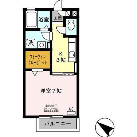 グランフィールズII(1K/2階)の間取り写真