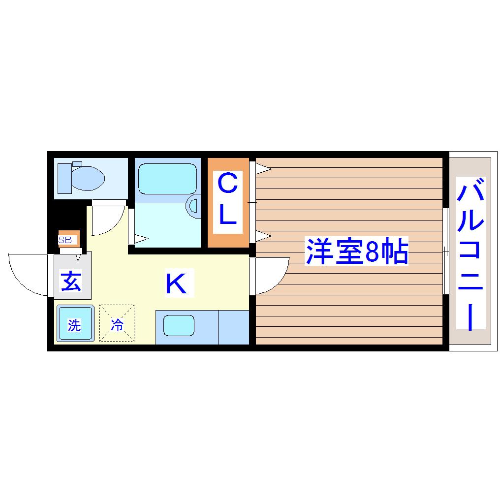 サンヴァーリオ宮千代(1K/2階)の間取り写真