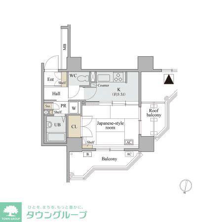 コラム神泉(1K/9階)の間取り写真