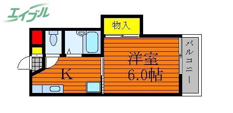 シャトレ福吉(1K/1階)の間取り写真