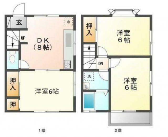 ルーミー牛久43号館(3DK/1階)の間取り写真