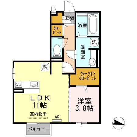 アイレックス(1LDK/2階)の間取り写真
