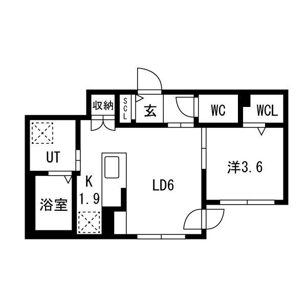BLANC JENIS N25(1LDK/4階)の間取り写真