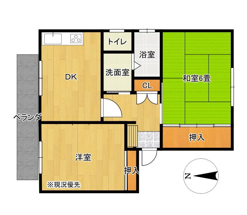 モンターニャ(2DK/2階)の間取り写真