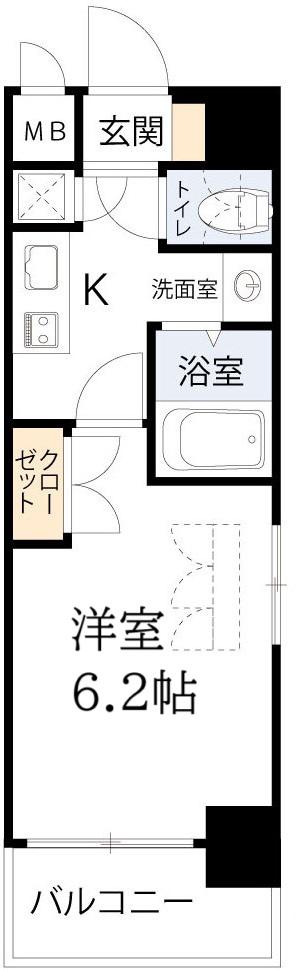 ジュネーゼ梅田北プラウディア(1K/2階)の間取り写真