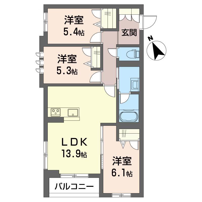 エムメゾン(3LDK/2階)の間取り写真