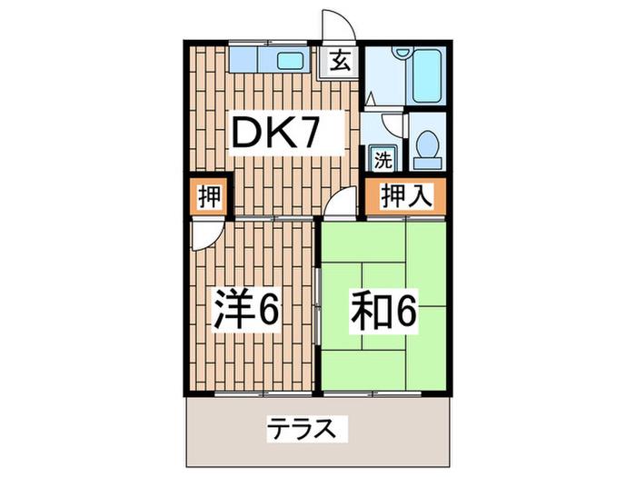 ファミーユ相沢(2DK/1階)の間取り写真