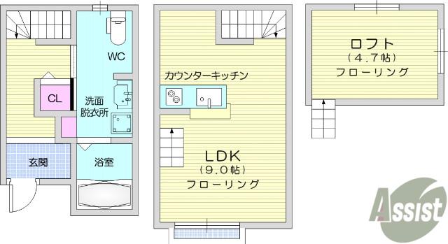 シェルメゾン土樋(ワンルーム/1階)の間取り写真
