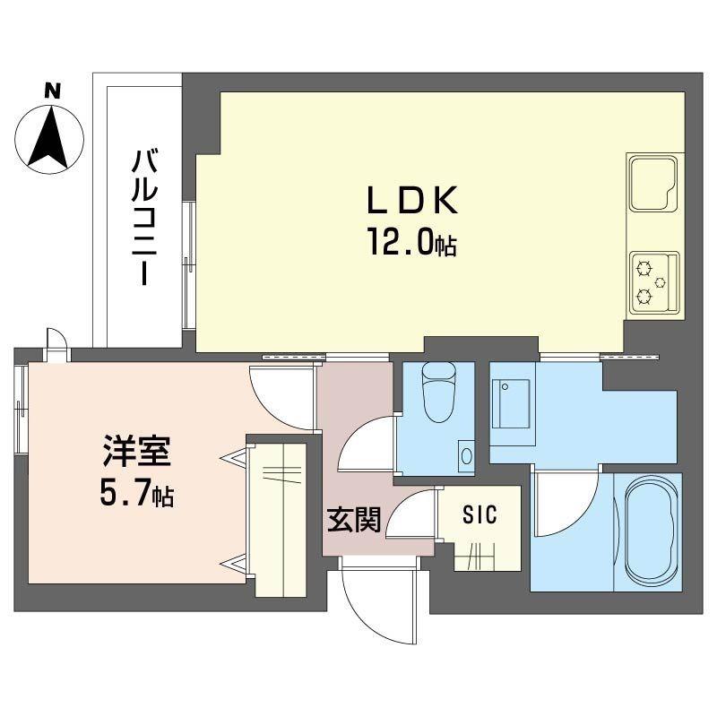 オーギュスト ルネ(1LDK/3階)の間取り写真