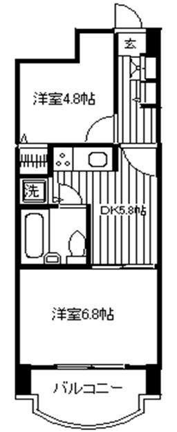 ライオンズマンション山吹町(2DK/7階)の間取り写真
