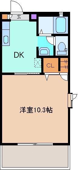 シルクハイツ B棟(1DK/1階)の間取り写真