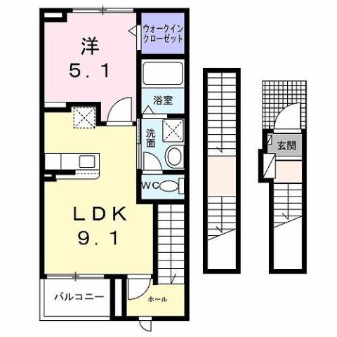 デュセル大財(1LDK/3階)の間取り写真