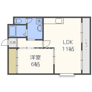 メジェーム住吉(1LDK/3階)の間取り写真