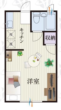 BCASA群馬西小泉RE-BORN(1K/1階)の間取り写真