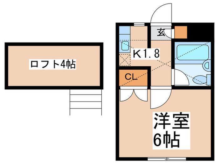 パ-クハイム(1K/2階)の間取り写真