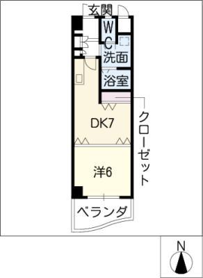 名駅ドットマンション(1DK/5階)の間取り写真