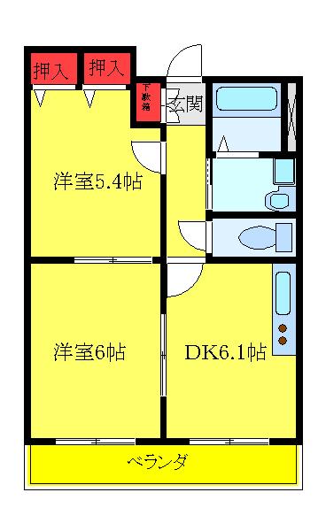 エルグランド(2DK/3階)の間取り写真