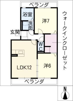 ジャスティス II(2LDK/3階)の間取り写真
