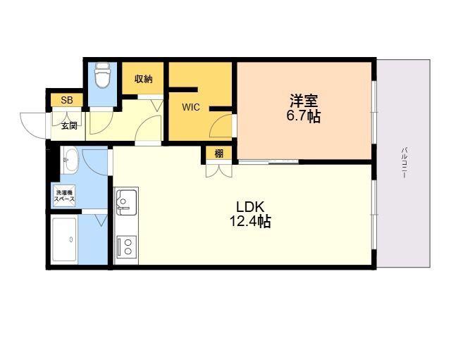 ケイジェイ博多住吉ビル(1LDK/4階)の間取り写真