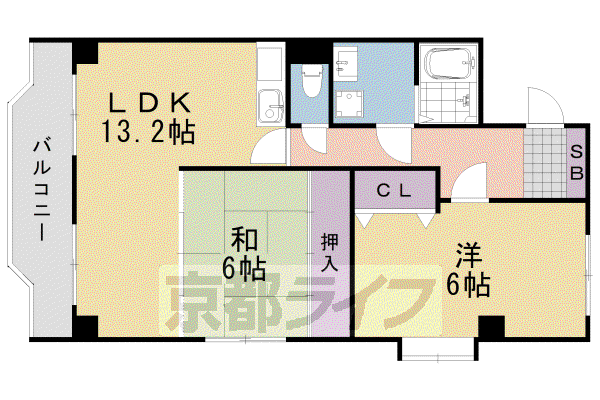 グランシエル桂PARTII(2LDK/4階)の間取り写真