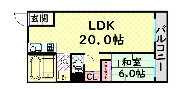 プレジール堺(1LDK/4階)の間取り写真