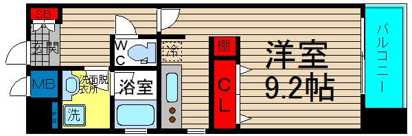 カイセイ江戸堀(1K/7階)の間取り写真