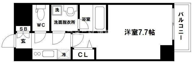 レジュールアッシュ大阪城ウエスト(1K/4階)の間取り写真