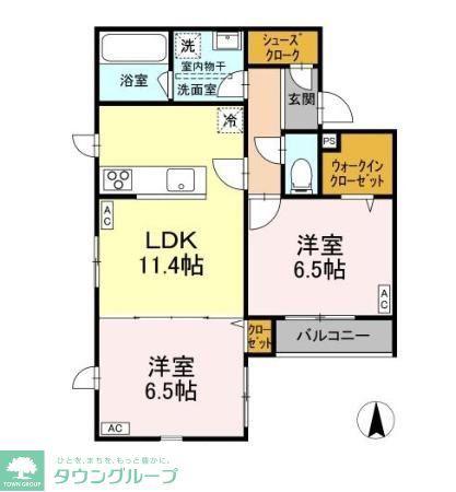 BLOOM 桜新町(2LDK/1階)の間取り写真