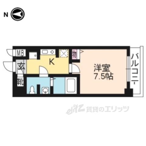 SWISS京都堀川イースト(1K/6階)の間取り写真