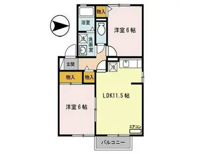 セジュール飯島(2LDK/2階)の間取り写真
