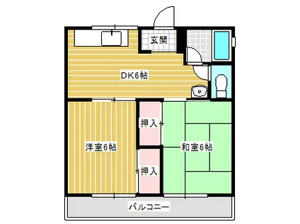 九陶ハイツ(2DK/2階)の間取り写真