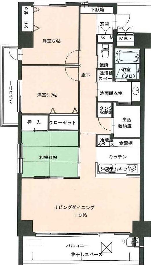 ADVANCE NAGAI III(3SLDK/7階)の間取り写真