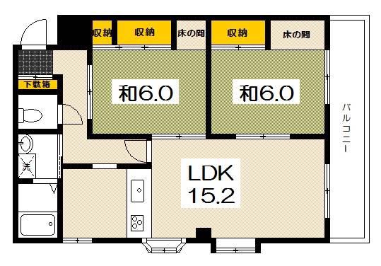 Tフラッツ(2LDK/3階)の間取り写真