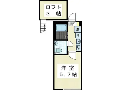 -HARUKAS- B ハルカスB棟(1K/2階)の間取り写真