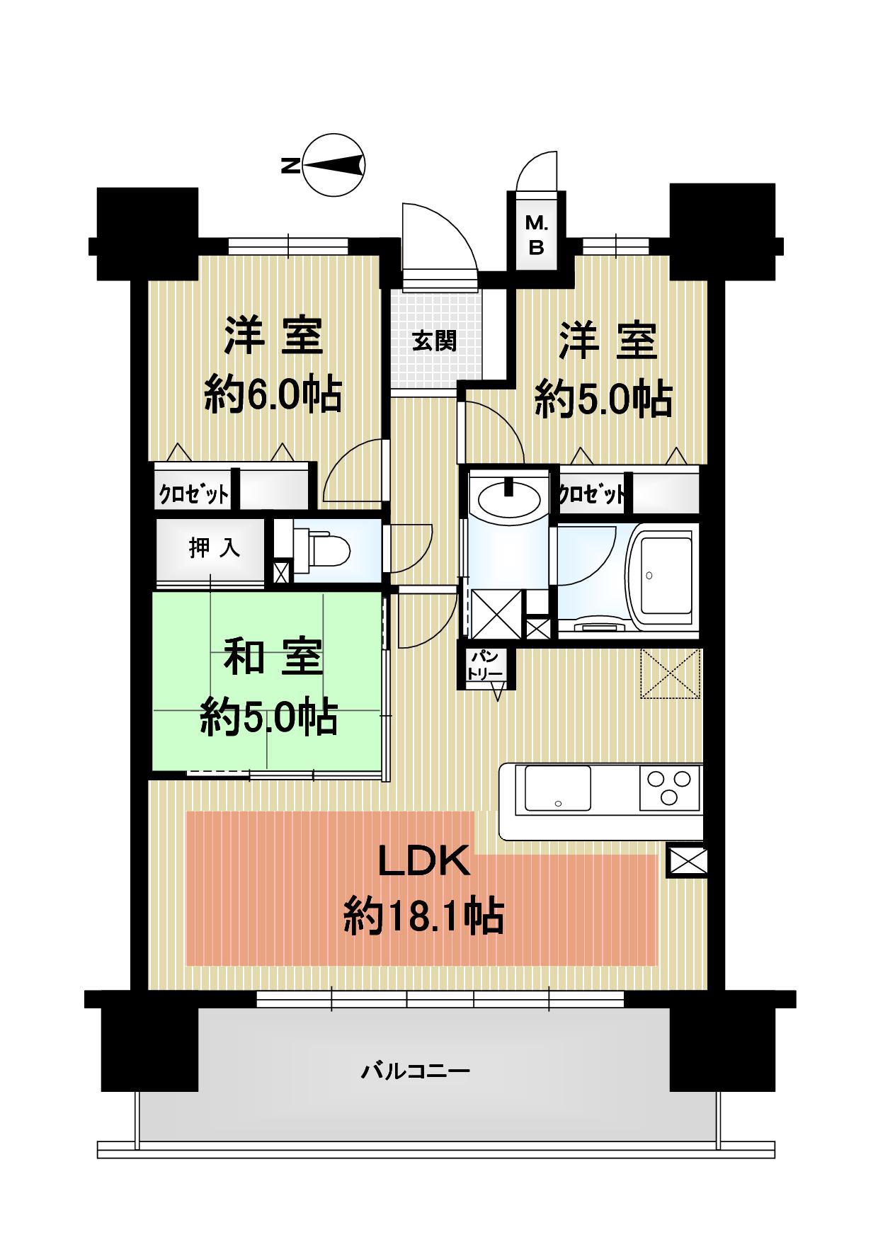 パデシオン京都大久保(3LDK/7階)の間取り写真