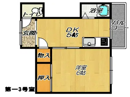 川田マンション(2K/3階)の間取り写真