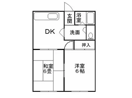 コーポ富士見(2DK/2階)の間取り写真