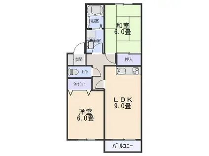 サイレントヒル(2LDK/1階)の間取り写真