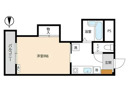 ハイム・ホソブチII(1K/1階)の間取り写真