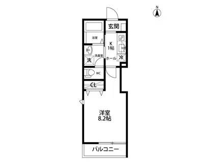 ZELKOVA ウエスト(1K/1階)の間取り写真