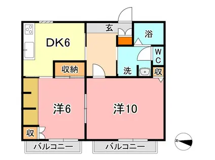シャルマン三田 A(2DK/1階)の間取り写真