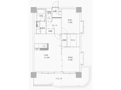 ヴィラ・エミネンス(2LDK/1階)の間取り写真