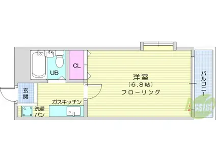 コーポ砂押南(1K/4階)の間取り写真