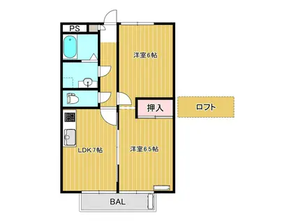 パセオステーブル相の原(1LDK/2階)の間取り写真