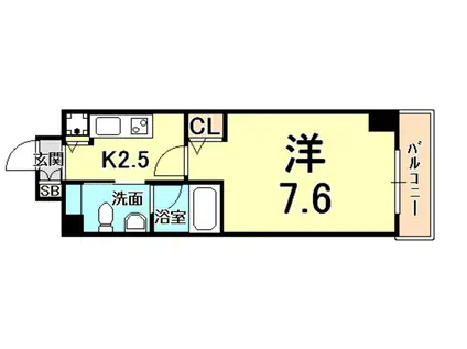 GROOVE MUKOGAWA(1K/7階)の間取り写真