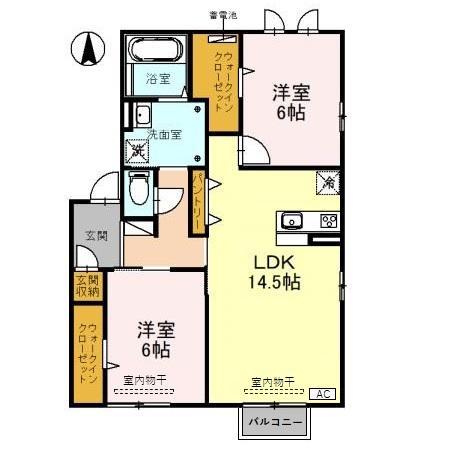 CASA HERMANA A(2LDK/1階)の間取り写真