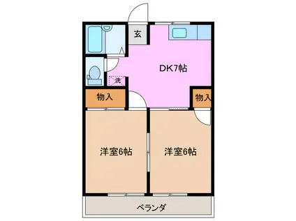 エスポア平田(2DK/1階)の間取り写真