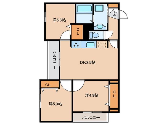グラナーデ目白御留山(3DK/2階)の間取り写真