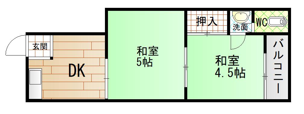 セレブコート此花(2DK/3階)の間取り写真
