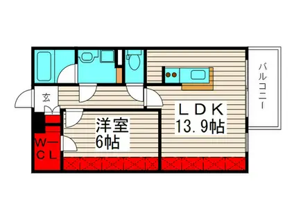 サウンド竹の塚ビル(1LDK/5階)の間取り写真